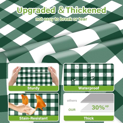 Mulbozy 2 Pcs Green Gingham Tablecloth,Green Checkered Table Cloth 54x108in - color: Checkered-dark Green, size: 54" X 108" Rectangle