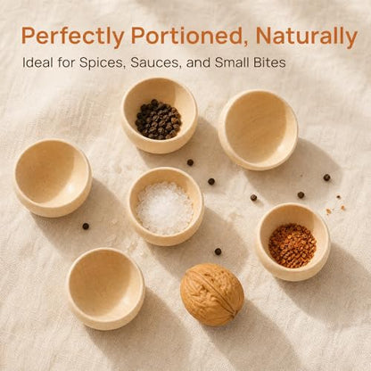 ZENFUN 20 Pack Wooden Pinch Bowls, Mini Unfinished Bowl Set for DIY Crafts, 1.5 oz Condiment Bowls, Small Round Bowl for Sorting, Dipping Sauce, Nuts, Spice, Candy, 1.1 x 2.1 Inches