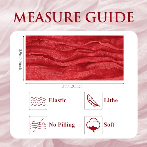 Cheesecloth Table Runner 10FT Red Boho Gauze Rustic Sheer Runners - color: Red, size: 1 Pack