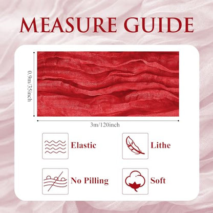 Cheesecloth Table Runner 10FT Red Boho Gauze Rustic Sheer Runners - color: Red, size: 1 Pack