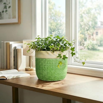 8 Inch Plant Pot, Ceramic Pots for Plants, Round Flower Pots, Green - color: Green, size: 8 Inch
