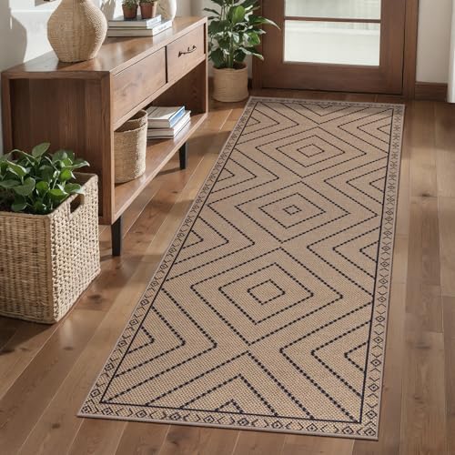 Tangsoo Easy Jute 2x5 Hallway Washable Runner Rug,Non-Slip Carpet Runners - color: Black Diamond, size: 2x5ft