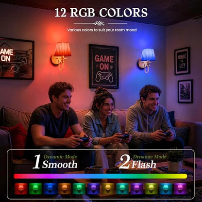 6000mAh Battery Operated Wall Sconces Set of 2, Gold, 10.6 Inch - color: Gold