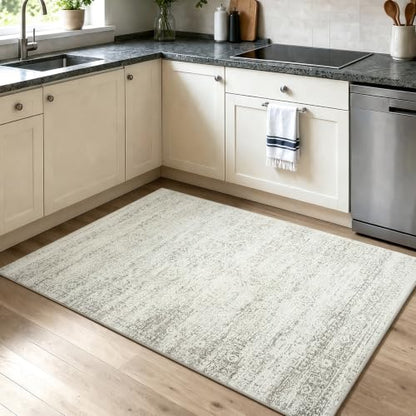 Washable Rugs 3x5 Area Rugs for Living Room,Bedroom,Kitchen,Laundry Room - color: Beige-green-grey, size: 3' x 5' (Rectangular)