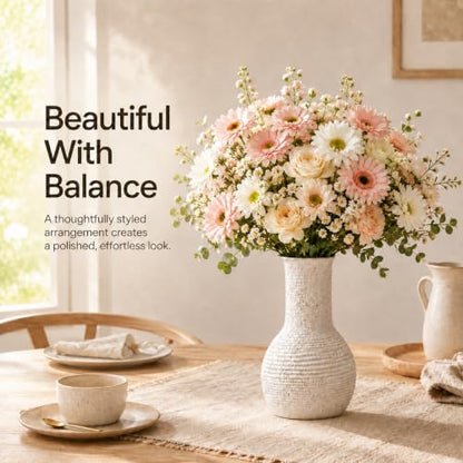 Nawaza Ceramic Flower Vase White Small Farmhouse Table Decor Vase V15 - color: Modern White-v15
