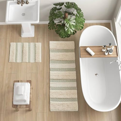 Ink+Ivy Asher Non-Slip Bath Rug Absorbent Quick Dry, 22 x 58, Sage Green - color: Sage Green, size: 1'10" x 4'10" (Rectangular)