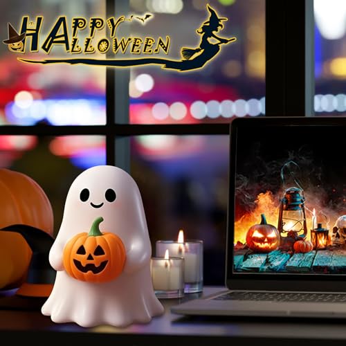 White Decorative Halloween Ghost Figurine (Yellow Pumpkin Ghost) - color: Yellow Pumpkin Ghost