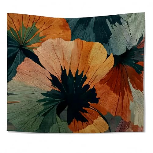 WDSFHYJK Modern Abstract Boho Floral Tapestry Wall Hanging, Mid Century Modern Orange and Green Flower Wall Tapestry Backdrop for Bedroom Living Room Home Decor, 50x60 Inch - color: Many colors-Boho Floral