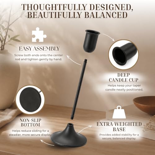 Candle Holder - 3 PCS Candlestick Holders - Vintage Candle Stick Holder - Modern Decorative Centerpiece - Cozy Atmosphere Gift for Home Decor, Wedding, Black Taper - color: Black 3 Pieces
