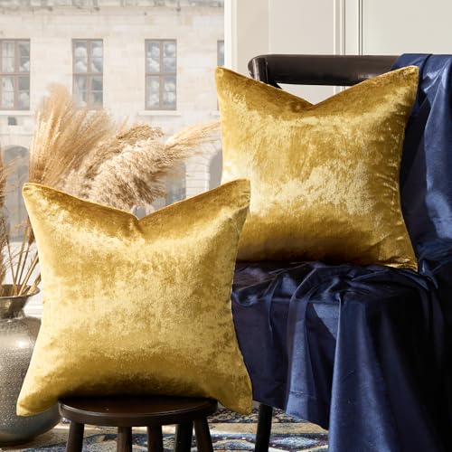 GIGIZAZA Gold Velvet Pillow Covers 24x24 Decorative Pillows Pack of 2 - color: Gold, size: 24" x 24" (Pack of 2)