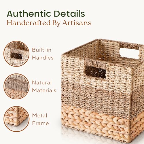 CHI AN HOME 12x12 Baskets for Cube Storage, Wicker Cube Storage Bins Set 4 - size: 11.8 x 11.8 in
