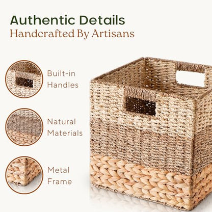 CHI AN HOME 12x12 Baskets for Cube Storage, Wicker Cube Storage Bins Set 4 - size: 11.8 x 11.8 in