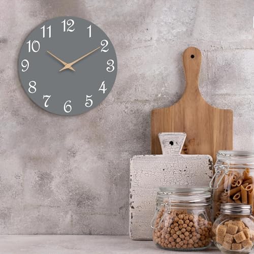 Mosewa Wall Clock Silent Non-Ticking Battery Operated Modern Simple 10" - color: E_gray, size: 10 Inch