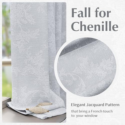 FMFUNCTEX Grey Floral Jacquard Blackout Curtains, 52X72 Inches, 2 Panels - color: Grey, size: 52"W x 72"L (Pack of 2)