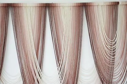 Macrame Wall Hanging Dip Dyed Pink Boho Yarn Fiber Wall Art 57" W x 41" L - color: Pink