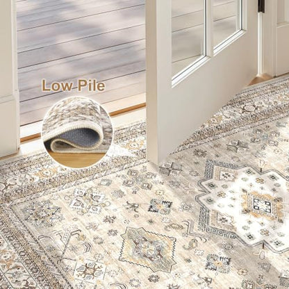 cotiled 2x3 Area Rug for Living Room, Washable, Traditional, Beige - color: Beige, size: 2' x 3' (Rectangular)