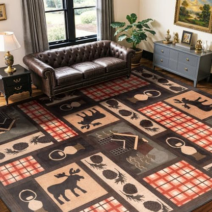 LIANLAM 6x9 Washable Area Rugs for Living Room and Bedroom(6x9,Deer) - color: Deer, size: 6' x 9' (Rectangular)