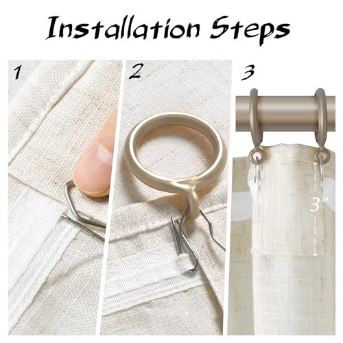 Joywell Linen Curtains 86 Inches Long for Living Room Hook Belt Cream - color: Natural, size: 52"W x 86"L (Pack of 2)