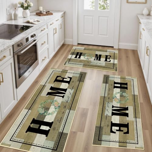 Kitchen Rugs Non Slip Washable Farmhouse Kitchen Mats for Floor, Khaki - color: Home-khaki, size: 20"x32"+20"x48"+20"x59"