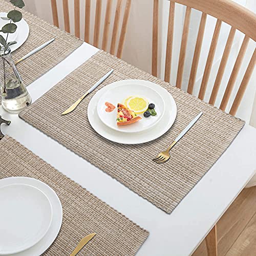 Urban Villa Two Tone Placemat Cotton Tablemat 14x20 (Set of 6) Eggshell - color: Egg Shell, size: 14" x 20"