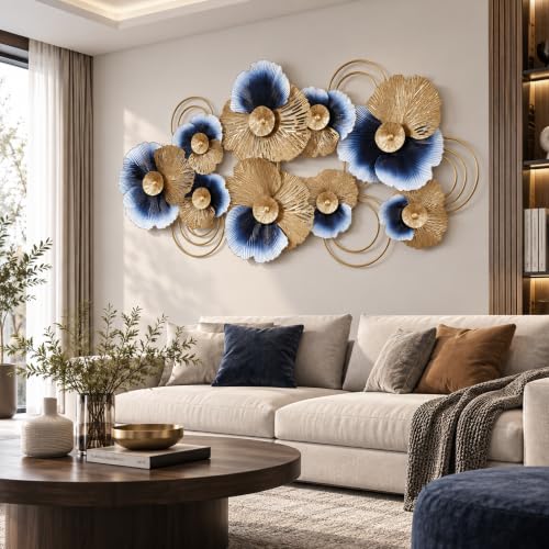 Lucky Monet Metal Wall Art Decor, 51"x26" 3D Wall Sculptures Lotus Leaf - color: Style 9