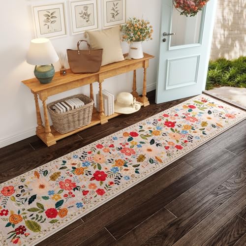 Rugcomf Runner Rug 2'7"x12' Washable, Beige - color: Beige, size: 2'7" x 12' (Rectangular)