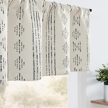 jinchan Striped Window Valance 16 Inch Modern Boho 1 Panel Black on Beige - color: Boho| Black on Beige, size: 52"W x 16"L (Pack of 1)
