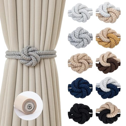 Magnetic Curtain Tiebacks Holdbacks Rope Curtain Tie Backs Outdoor Contoeey - color: Silver