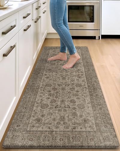 DEXI Kitchen Floor Mats Cushioned Anti Fatigue Runner Rug 24x59 Brown - color: Mottled Brown, size: 59"L x 24"W x 0.4"Th