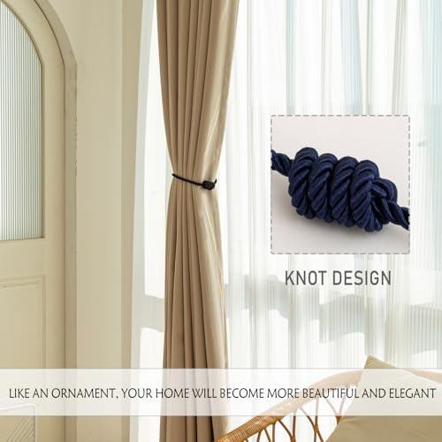 Curtain Tiebacks Magnetic Decorative Rope Tie Backs Holdbacks Contoeey - color: Navy