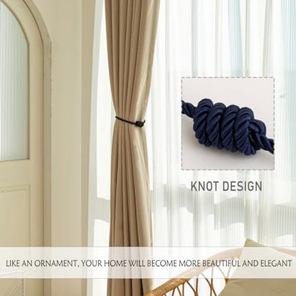 Curtain Tiebacks Magnetic Decorative Rope Tie Backs Holdbacks Contoeey - color: Navy