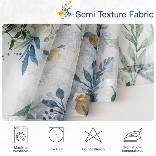 MYSKY HOME Yellow and Blue Sheer Floral Curtains 95 Inch Length 2 Panels - color: A-yellow & Blue, size: 52"W x 95"L (Pack of 2)