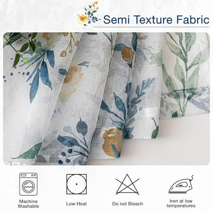 MYSKY HOME Yellow and Blue Sheer Floral Curtains 90 Inch Length 2 Panels - color: A-yellow & Blue, size: 52"W x 90"L (Pack of 2)