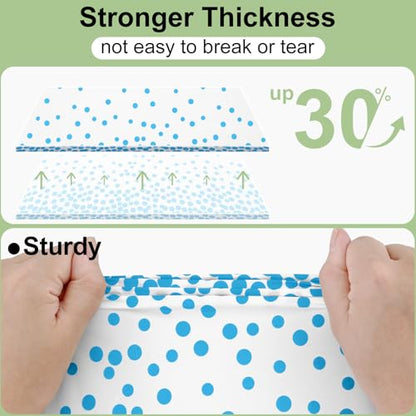 Smiry Disposable Rectangle Plastic 54 x 108 Inch Table Cloth 3 Pack - color: White and Aqua