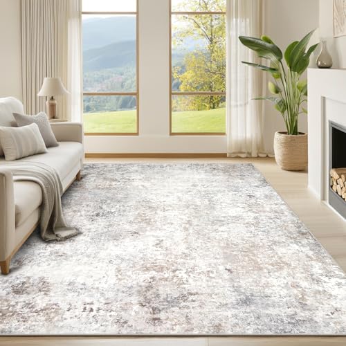 Beige Grey Washable Rugs 6x9 Area Rugs for Living Room,Bedroom,Dining Room - color: Brown-grey-beige-slate, size: 6' x 9' (Rectangular)