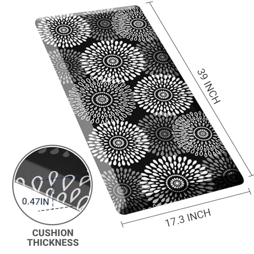 Kitchen Mat Water-Resistant Kitchen Rugs Cushioned Anti-Fatigue Floor Mat - color: Black, size: 39"L x 17.3"W x 0.5"Th