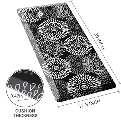 Kitchen Mat Water-Resistant Kitchen Rugs Cushioned Anti-Fatigue Floor Mat - color: Black, size: 39"L x 17.3"W x 0.5"Th