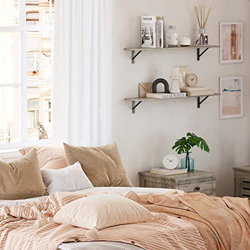 DINZI LVJ Wall Shelves, 23.6" Long Floating Shelves with Metal Brackets - color: Grey Wash, size: 23.6 Inch