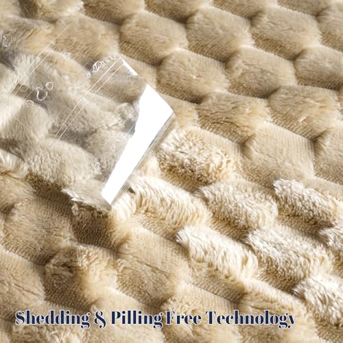 PHF Soft Cozy Fleece Throw Blanket, 340GSM Lightweight Warmth, Khaki - color: Khaki, size: Throw(50"x60")