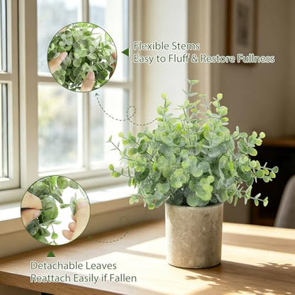 3 Pack Small Fake Plants, Mini Potted Artificial Greenery Plants for Indoor