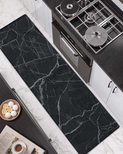 DEXI Kitchen Floor Mats Cushioned Anti Fatigue, 23x86 Black Marble - color: Black Marble, size: 86"L x 23"W x 0.4"Th