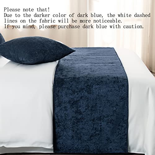 AMBERIS Bed Runner Dark Blue, Chenille Soft No Fading Modern Bed Scarf (Pillowcases Sold Separately) - color: Dark Blue, size: 7'10" x 1'8" (for 1.8m Bed)