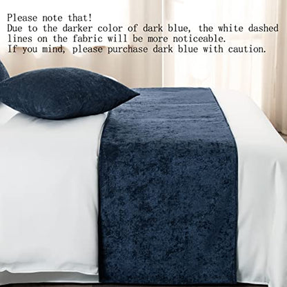 AMBERIS Bed Runner Dark Blue, Chenille Soft No Fading Modern Bed Scarf (Pillowcases Sold Separately) - color: Dark Blue, size: 7'10" x 1'8" (for 1.8m Bed)