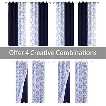 BONZER 침실 거실용 패널 4개 세트 믹스 앤 매치 커튼 - color: 인디고., size: 37"W x 63"L (Pack of 4)