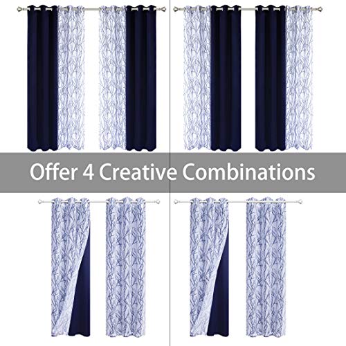 BONZER 침실 거실용 패널 4개 세트 믹스 앤 매치 커튼 - color: 인디고., size: 37"W x 95"L (Pack of 4)