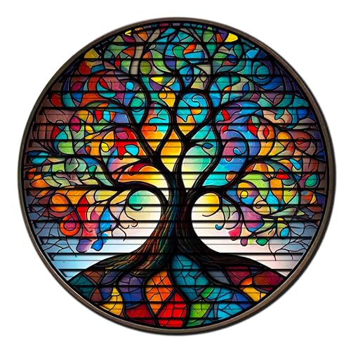 Tree Of Life, Carved Wood Wall Art, 3D Wall Decor, Home Decor, Housewarming Gift, Wall Hangings, Round Wall Art, Wooden Wall Decor,Home Art, Home Decor - color: Vitality, size: 20"L x 20"W