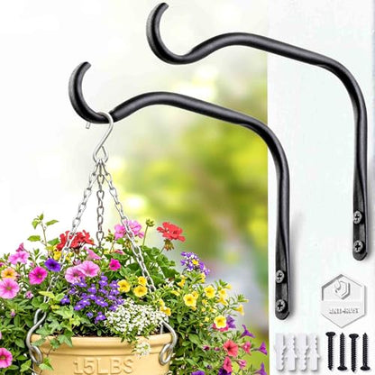Lifyzoon Outdoor Plant Hangers Brackets, 6 Inch 2-Pack Metal Wall Hanger - size: 6Inch-2Pack