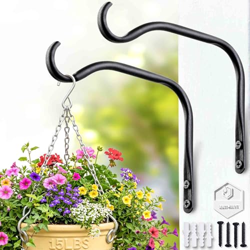 Lifyzoon Outdoor Plant Hangers Brackets, 6 Inch 2-Pack Metal Wall Hanger - size: 6Inch-2Pack