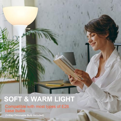 LALISU Floor Lamp, LED Standing Lamp 3 Way Dimmable Brightness Floor Lamp - color: White