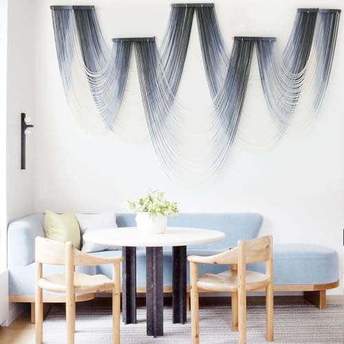 IOWER Macrame Wall Hanging Dip Dyed Blue Fiber Art Tapestry Boho Wall Decor - color: Blue1